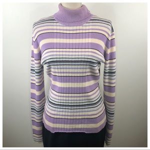 New York and Co Stripe Turtleneck Sweater Size XL